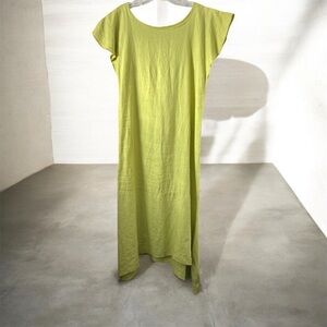 Linen midi dress lemon lime color sz S